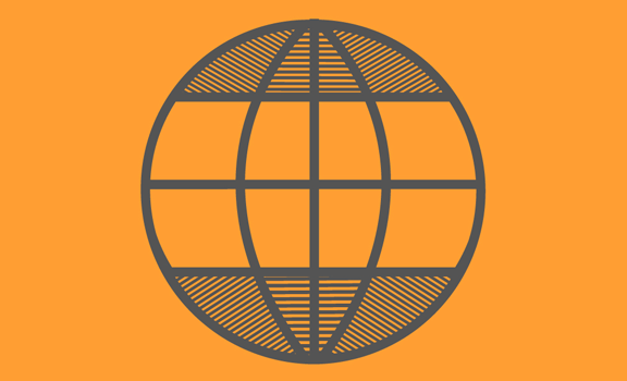 Symbol einer Weltkugel mit Gradnetz